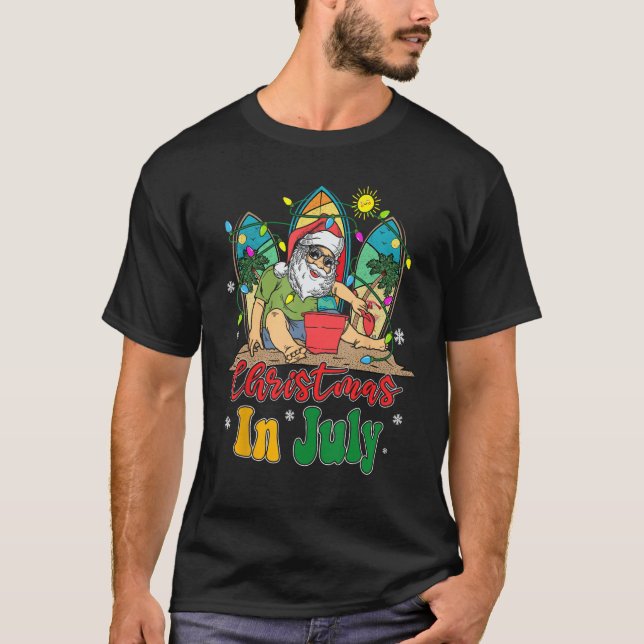 Camiseta Navidades En Julio Playa De Vacaciones De Santa Su (Anverso)