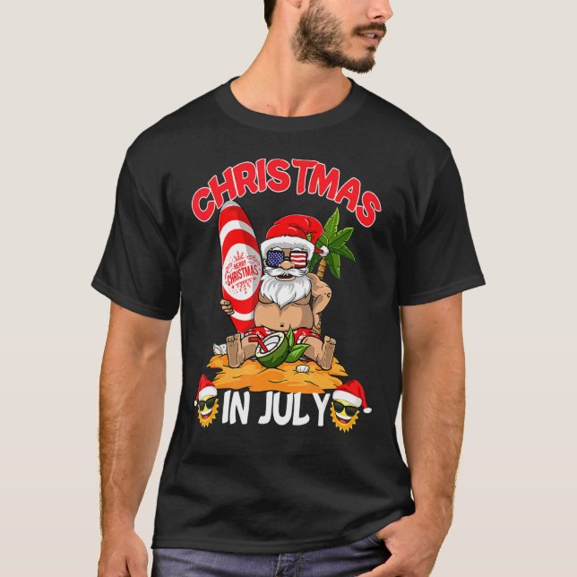 Camiseta Navidades En Julio Playa De Vacaciones De Santa Su (Anverso)