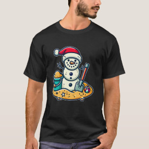 Camiseta Navidades En Julio Sand Snowman Santa Hat Shovel X