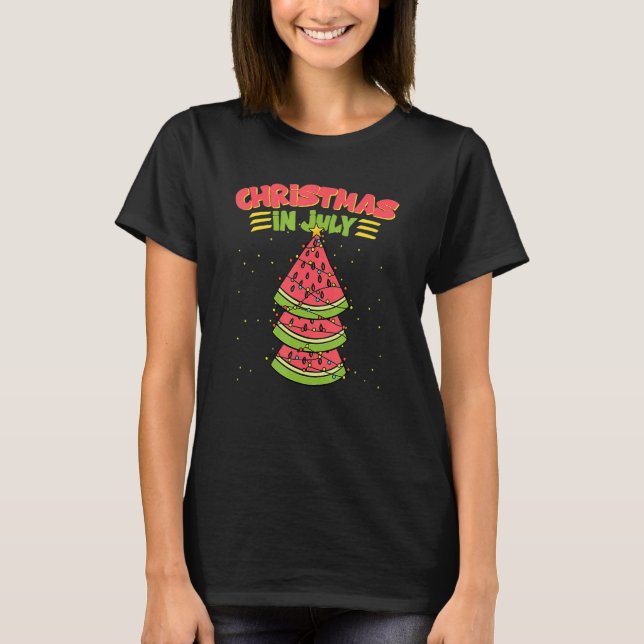 Camiseta Navidades En Julio: sandía X Mas Tree Ilumina Suma (Anverso)