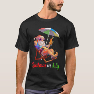 Camiseta Navidades En Julio Santa Beach Silla Cockt Paragua