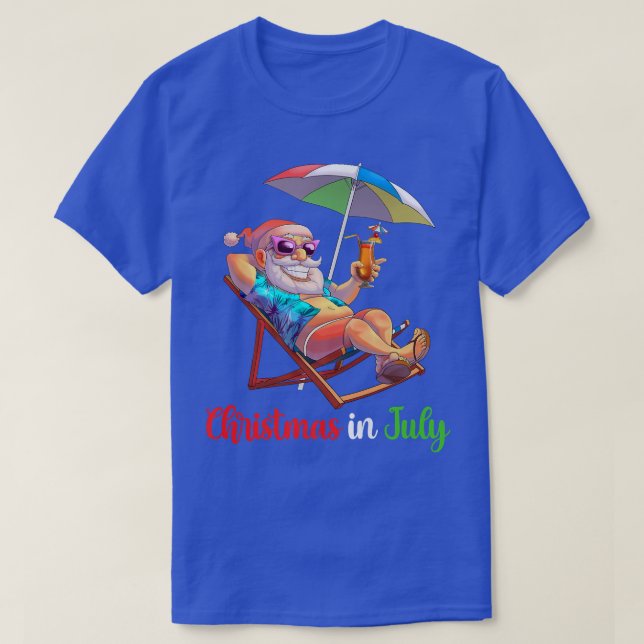 Camiseta Navidades En Julio Santa Beach Silla Cockt Paragua (Diseño del anverso)