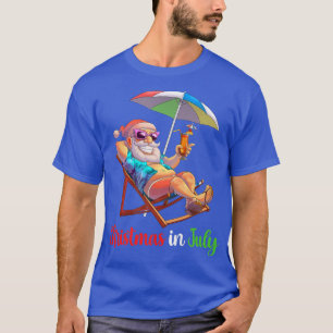 Camiseta Navidades En Julio Santa Beach Silla Cockt Paragua