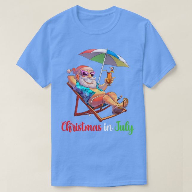 Camiseta Navidades En Julio Santa Beach Silla Cockt Paragua (Diseño del anverso)