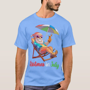 Camiseta Navidades En Julio Santa Beach Silla Cockt Paragua