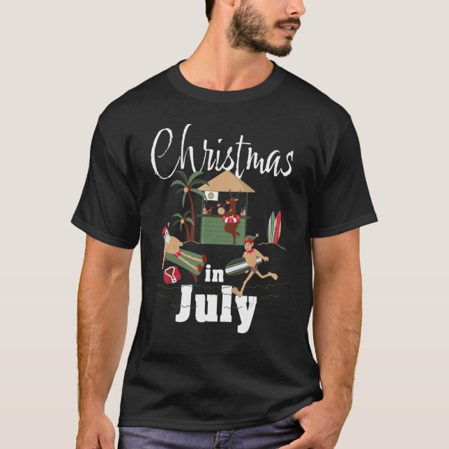 Camiseta Navidades En Julio Santa Claus Gafas De Sol Ce De  (Anverso)