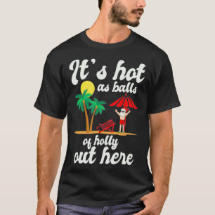 Camiseta Navidades en Julio Santa en la playa con Palm Tre