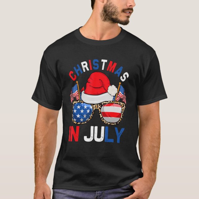 Camiseta Navidades En Julio Santa Hat Gafas De Sol 4 Verano (Anverso)