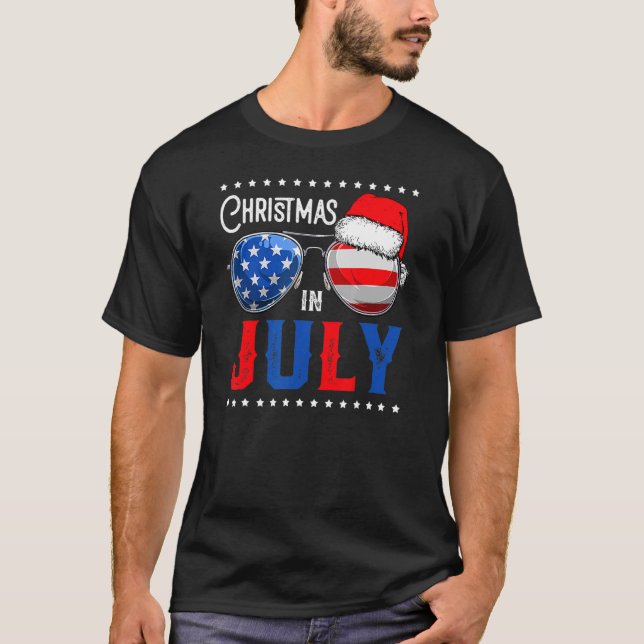 Camiseta Navidades En Julio Santa Hat Gafas De Sol 4 Verano (Anverso)