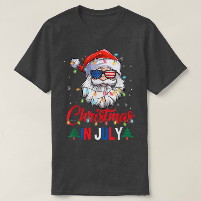 Camiseta Navidades En Julio Santa Hat Gafas De Sol Bandera  (Diseño del anverso)