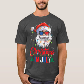 Camiseta Navidades En Julio Santa Hat Gafas De Sol Bandera 