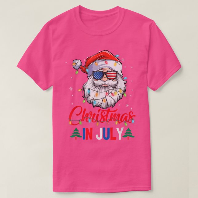 Camiseta Navidades En Julio Santa Hat Gafas De Sol Bandera  (Diseño del anverso)