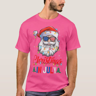 Camiseta Navidades En Julio Santa Hat Gafas De Sol Bandera 