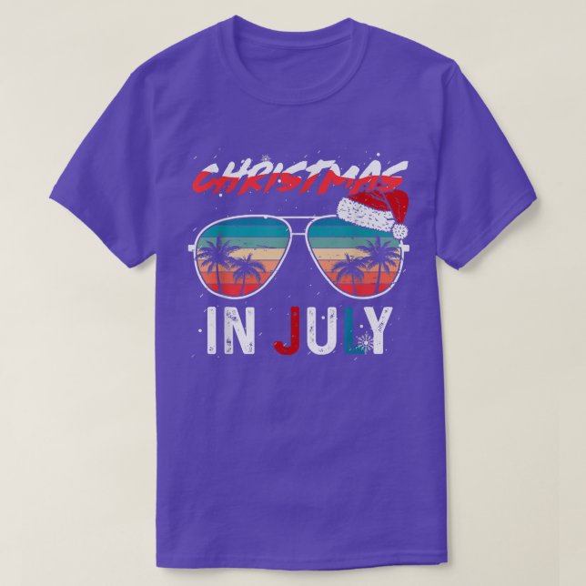 Camiseta Navidades En Julio Santa Hat Gafas De Sol Bandera  (Diseño del anverso)