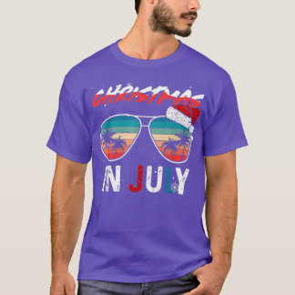 Camiseta Navidades En Julio Santa Hat Gafas De Sol Bandera 