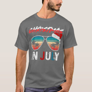 Camiseta Navidades En Julio Santa Hat Gafas De Sol Bandera