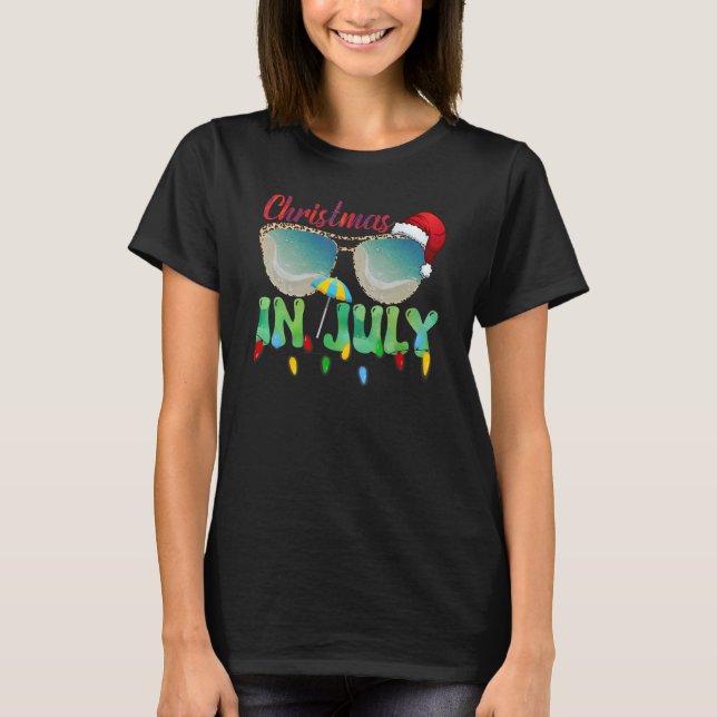 Camiseta Navidades En Julio Santa Hat Gafas De Sol Cele De  (Anverso)