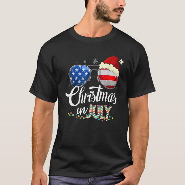 Camiseta Navidades En Julio Santa Hat Gafas De Sol Cele De  (Anverso)