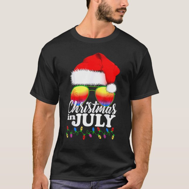 Camiseta Navidades En Julio Santa Hat Gafas De Sol Cele De  (Anverso)