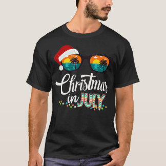 Camiseta Navidades en julio Santa Hat Gafas de sol Hawai