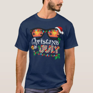 Camiseta Navidades en julio Santa Hat Gafas de sol Hawai Su