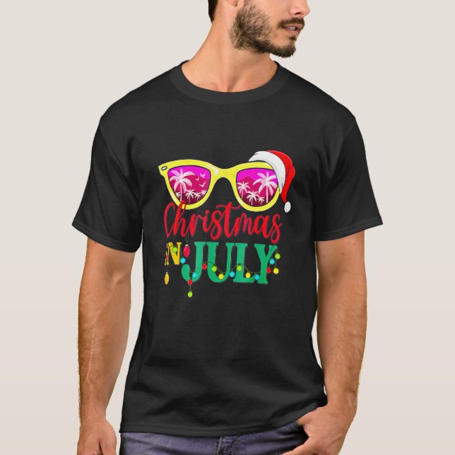 Camiseta Navidades En Julio Santa Hat Gafas De Sol Playa De (Anverso)