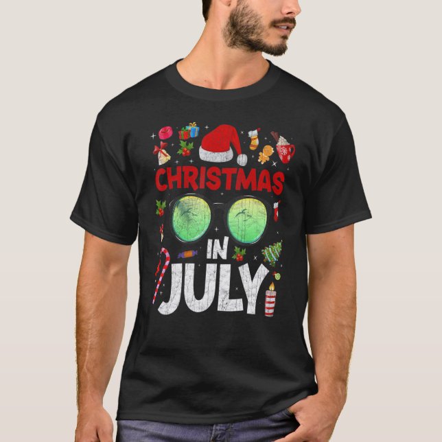 Camiseta Navidades En Julio Santa Hat Gafas De Sol Verano (Anverso)