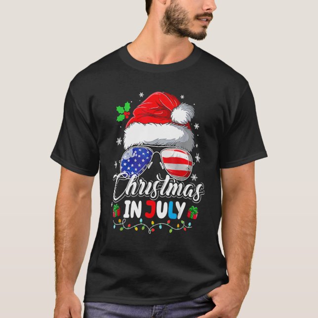 Camiseta Navidades En Julio Santa Hat Ue Flag Gafas De Sol  (Anverso)