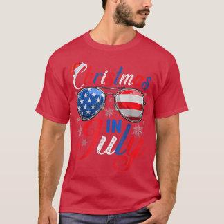 Camiseta Navidades En Julio Santa Hat US Flag Gafas De Sol