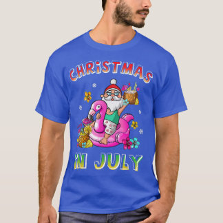 Camiseta Navidades en julio Santa Hawái Gafas de sol rosada