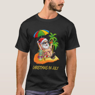 Camiseta Navidades En Julio Santa Hawaii Gafas De Sol Flami
