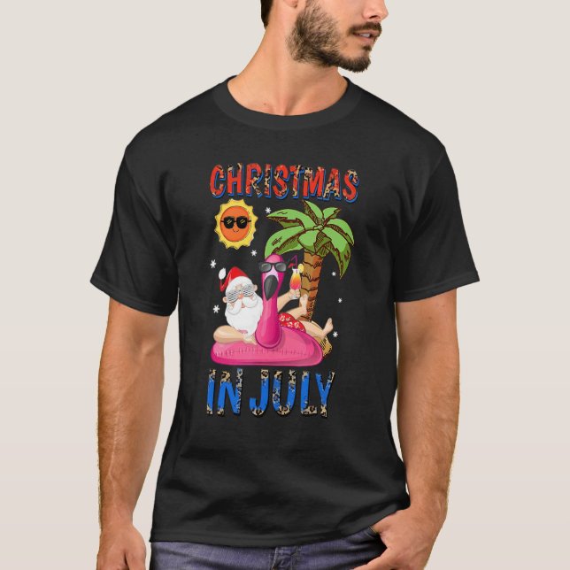 Camiseta Navidades En Julio Santa Inflable Flamingo Xmas S (Anverso)