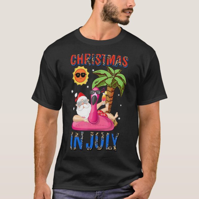 Camiseta Navidades En Julio Santa Inflable Flamingo Xmas S (Anverso)