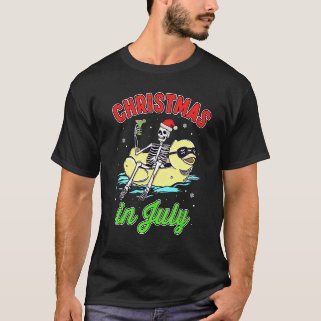 Camiseta Navidades En Julio Skeleton Rubber Duck Santa Hat (Anverso)