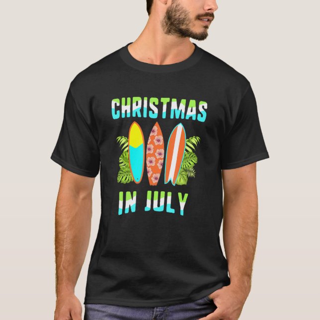 Camiseta Navidades En Julio Surf Surfing Board Beach Hawaii (Anverso)