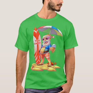 Camiseta Navidades en julio Surfer Santa Hawái