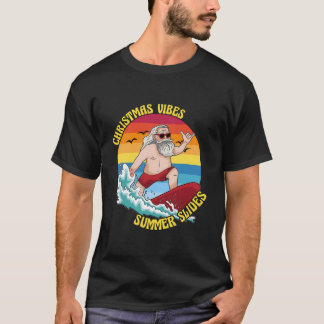 Camiseta Navidades En Julio Surfing Santa Claus