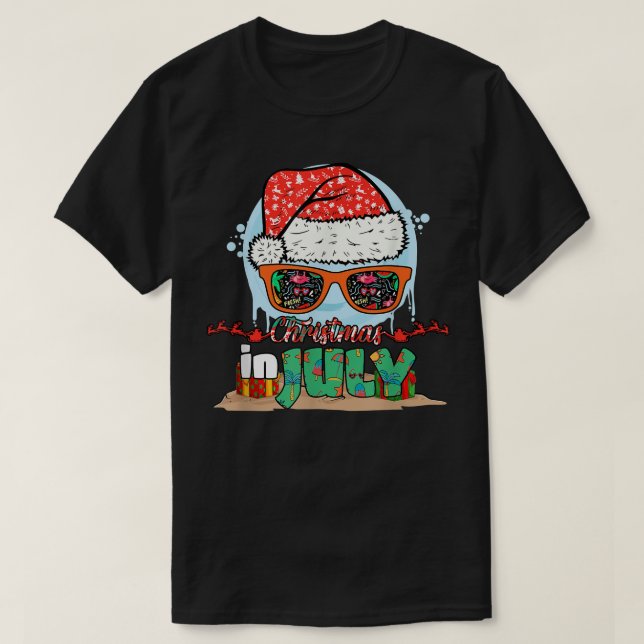 Camiseta Navidades En Julio T Funny Santa Summer Beach Vaca (Diseño del anverso)
