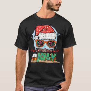 Camiseta Navidades En Julio T Funny Santa Summer Beach Vaca