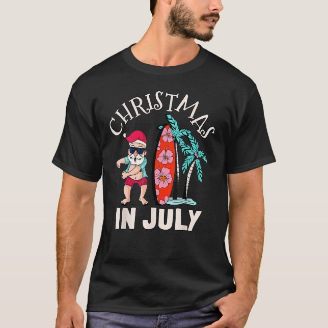 Camiseta Navidades En Julio T Shirt Funny Santa Summer Beac (Anverso)