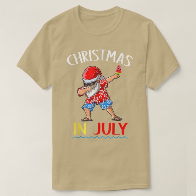 Camiseta Navidades En Julio Tee Funny Dabbing Santa Summer  (Diseño del anverso)