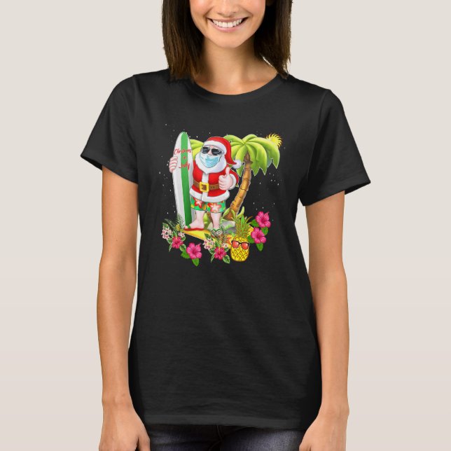 Camiseta Navidades En Julio Tee Santa Mask Summer Beach Vac (Anverso)