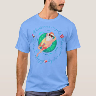 Camiseta Navidades En Julio TFunny Santa Summer Beach Vacat