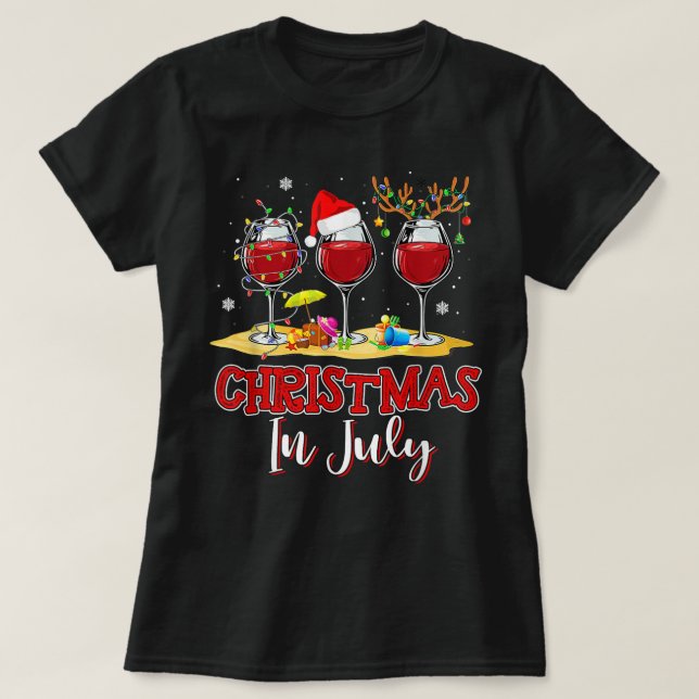 Camiseta Navidades en julio Tres Vidrios de Verano Rojo 2 (Diseño del anverso)