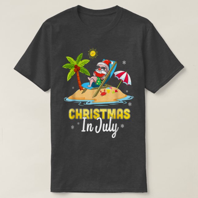 Camiseta Navidades En Julio Vaca De Verano En Playa Santa H (Diseño del anverso)