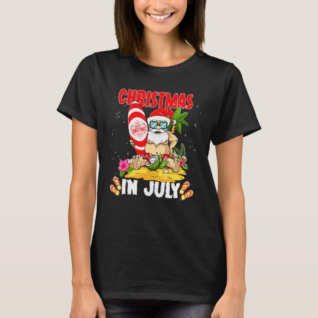 Camiseta Navidades En Julio Verano 1 De Santa Claus Beach (Anverso)