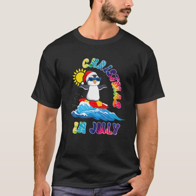 Camiseta Navidades En Julio Verano Pingüino Gafas De Sol Pl (Anverso)