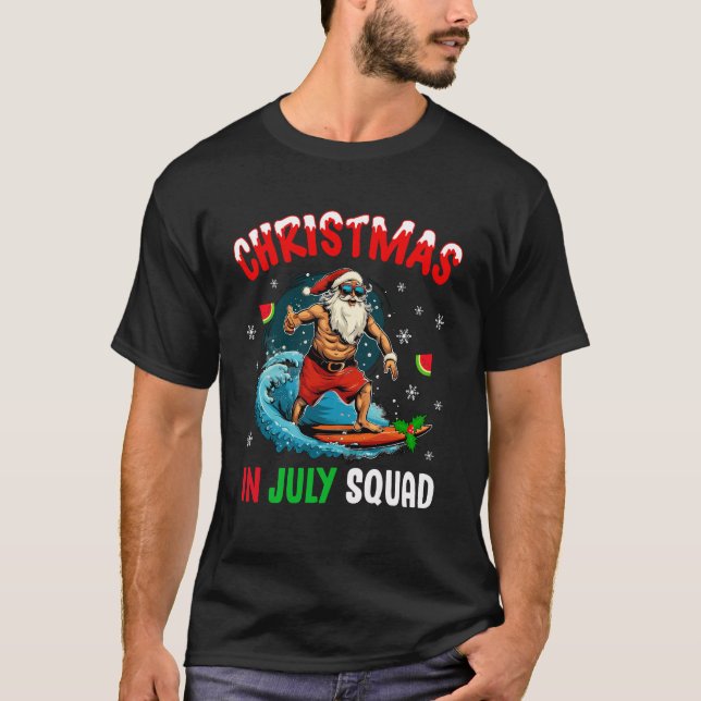 Camiseta Navidades En Julio Verano Santa Claus Beach Hawaii (Anverso)