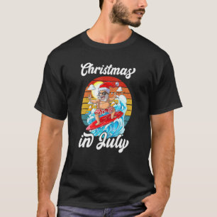 Camiseta Navidades En Julio Verano Santa Claus Surfing Hawa