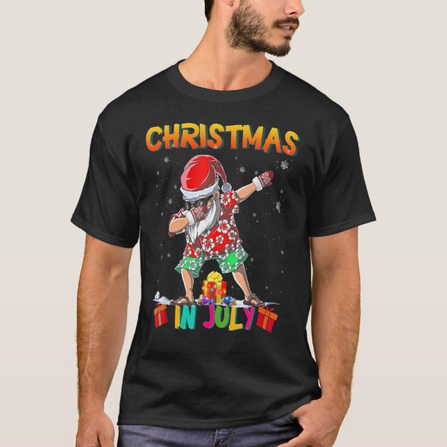Camiseta Navidades En Julio Verano Santa Surfing Beach Vaca (Anverso)